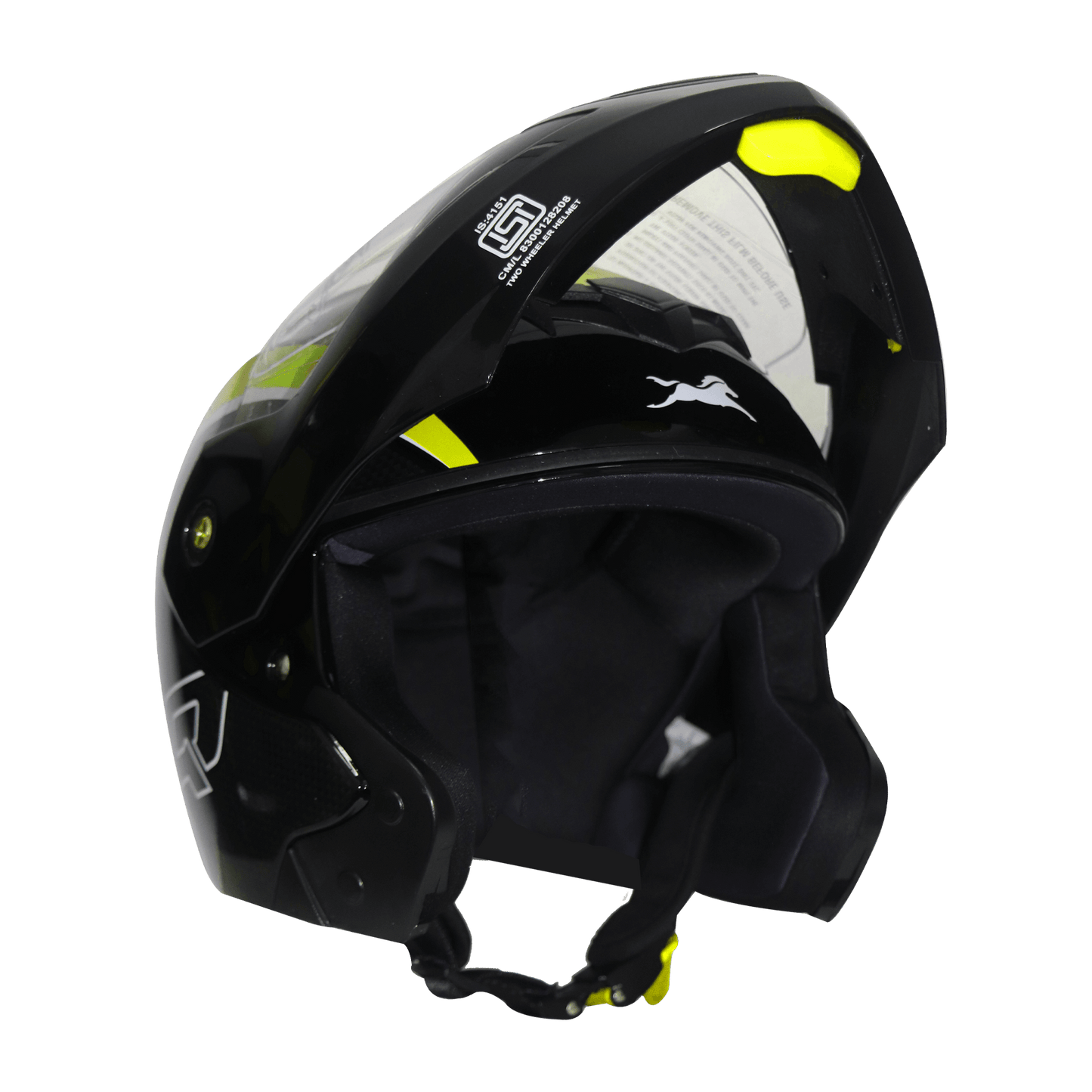 TVS Ntorq Flip-up Helmet, Color: Black & Neon - ISI Certified