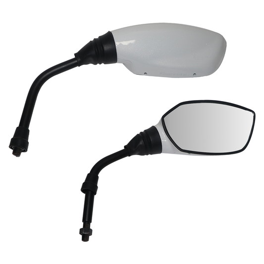Apache Pearly White Mirror Set Clear Visibility & Style