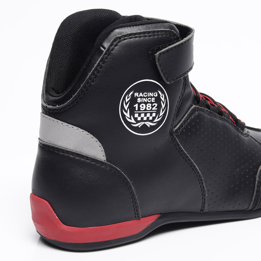  TVS Racing Ankle Length Riding Boots for Men:Anti-Microbial & Waterproof Riding Shoes with Reflective Panels, Ventilated Biker Boots with Ankle-Toe Protection-Premium Men's Riding Boots