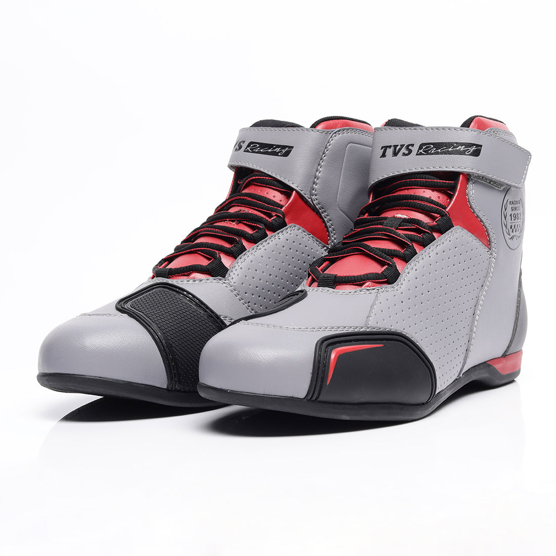  TVS Racing Ankle Length Riding Boots for Men:Anti-Microbial & Waterproof Riding Shoes with Reflective Panels, Ventilated Biker Boots with Ankle-Toe Protection-Premium Men's Riding Boots