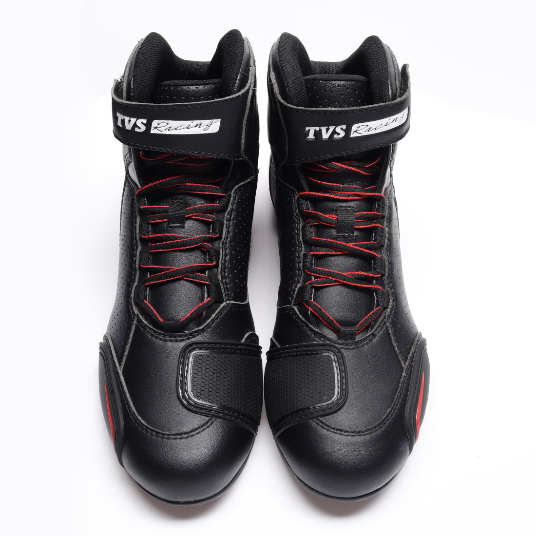  TVS Racing Ankle Length Riding Boots for Men:Anti-Microbial & Waterproof Riding Shoes with Reflective Panels, Ventilated Biker Boots with Ankle-Toe Protection-Premium Men's Riding Boots
