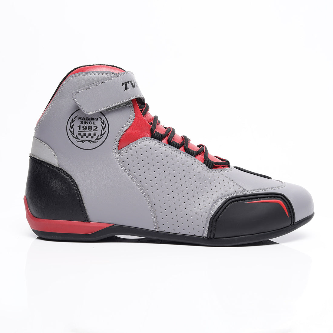  TVS Racing Ankle Length Riding Boots for Men:Anti-Microbial & Waterproof Riding Shoes with Reflective Panels, Ventilated Biker Boots with Ankle-Toe Protection-Premium Men's Riding Boots