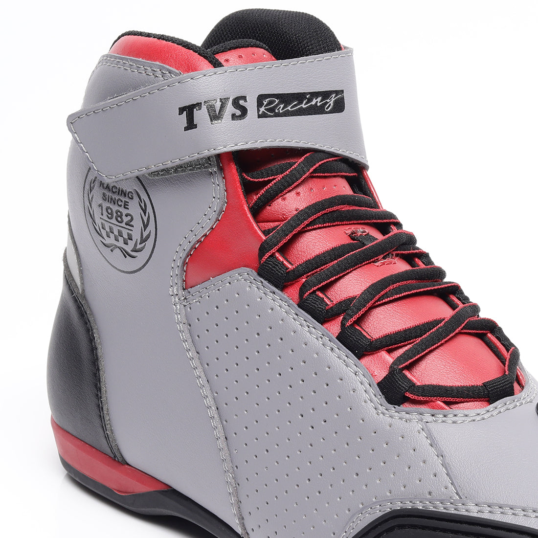  TVS Racing Ankle Length Riding Boots for Men:Anti-Microbial & Waterproof Riding Shoes with Reflective Panels, Ventilated Biker Boots with Ankle-Toe Protection-Premium Men's Riding Boots