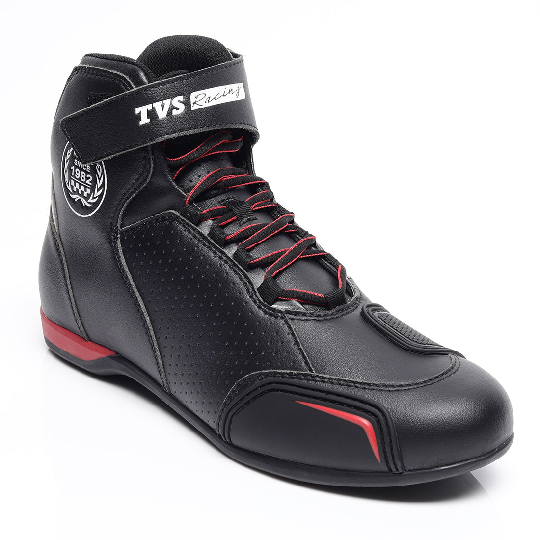 TVS Racing Ankle Length Riding Boots for Men:Anti-Microbial & Waterproof Riding Shoes with Reflective Panels, Ventilated Biker Boots with Ankle-Toe Protection-Premium Men's Riding Boots