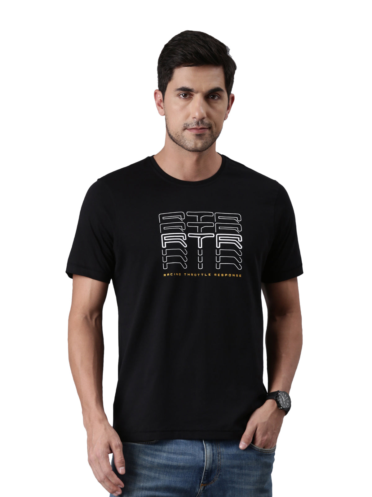  TVS Racing Arsenal Black RTR Crew neck T Shirt