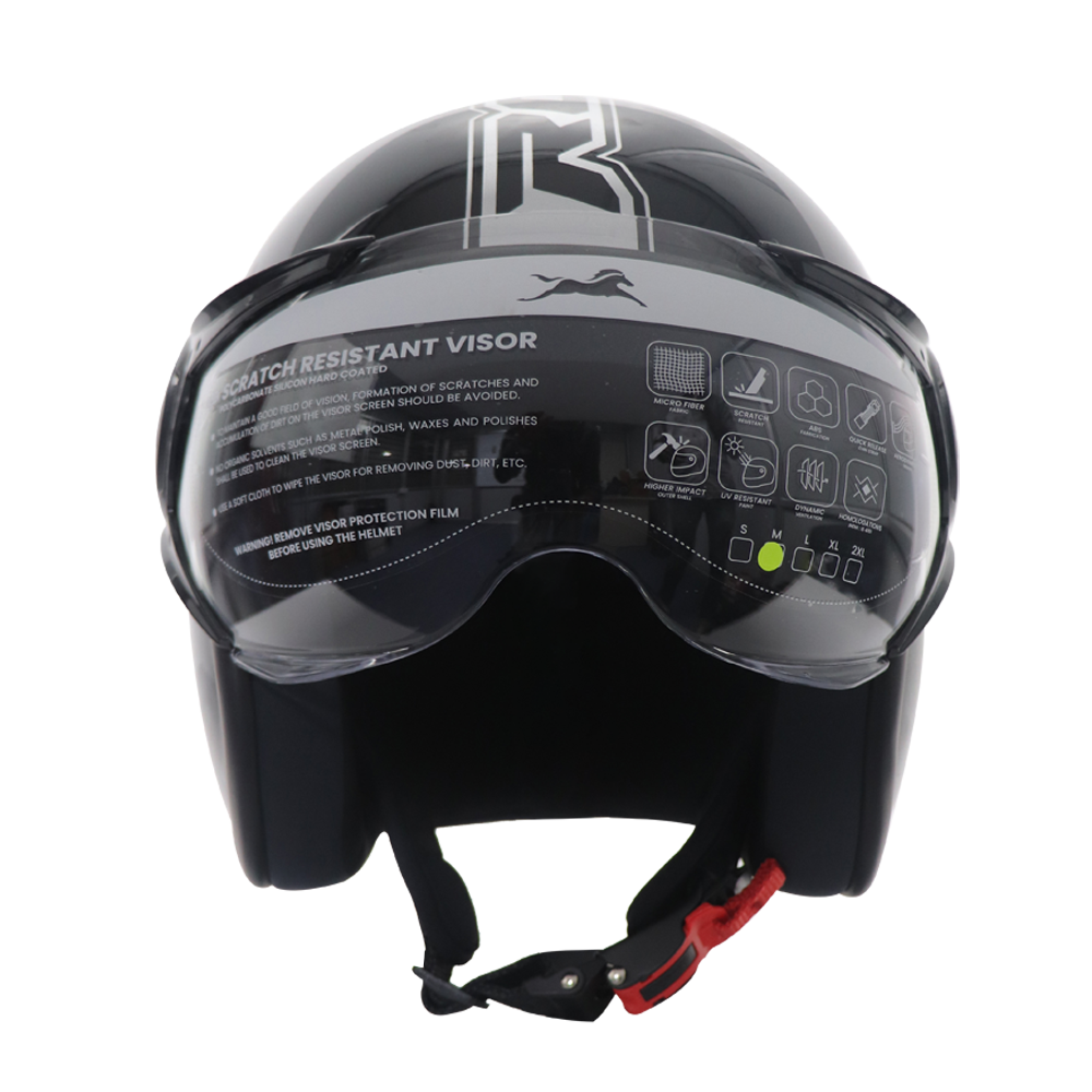  TVS RONIN Half Face Black Helmet - ISI Certified