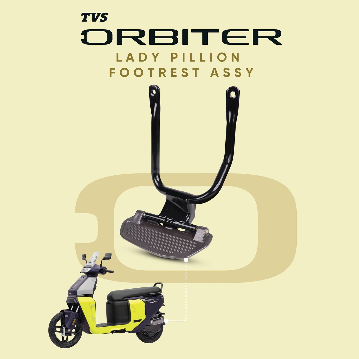 TVS Orbiter Lady Pillion Footrest Kit Assembly - Comfortable Footrest