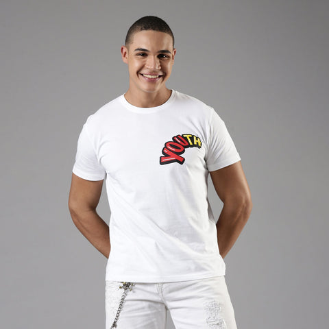 TVS Men's White Crew Neck T-Shirt - Youth