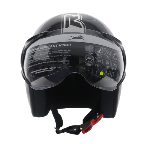 TVS RONIN Half Face Black Helmet - ISI Certified