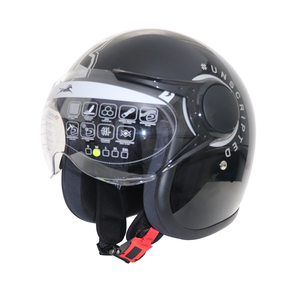  TVS RONIN Half Face Black Helmet - ISI Certified