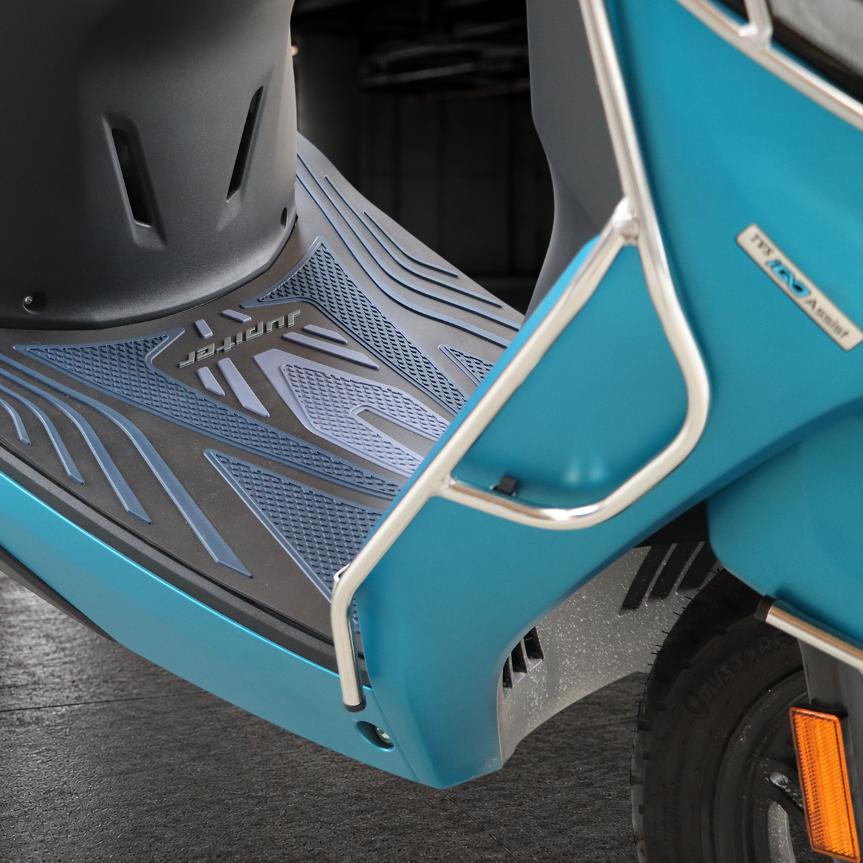 TVS Floor Mat for New Jupiter 110, Black and Blue