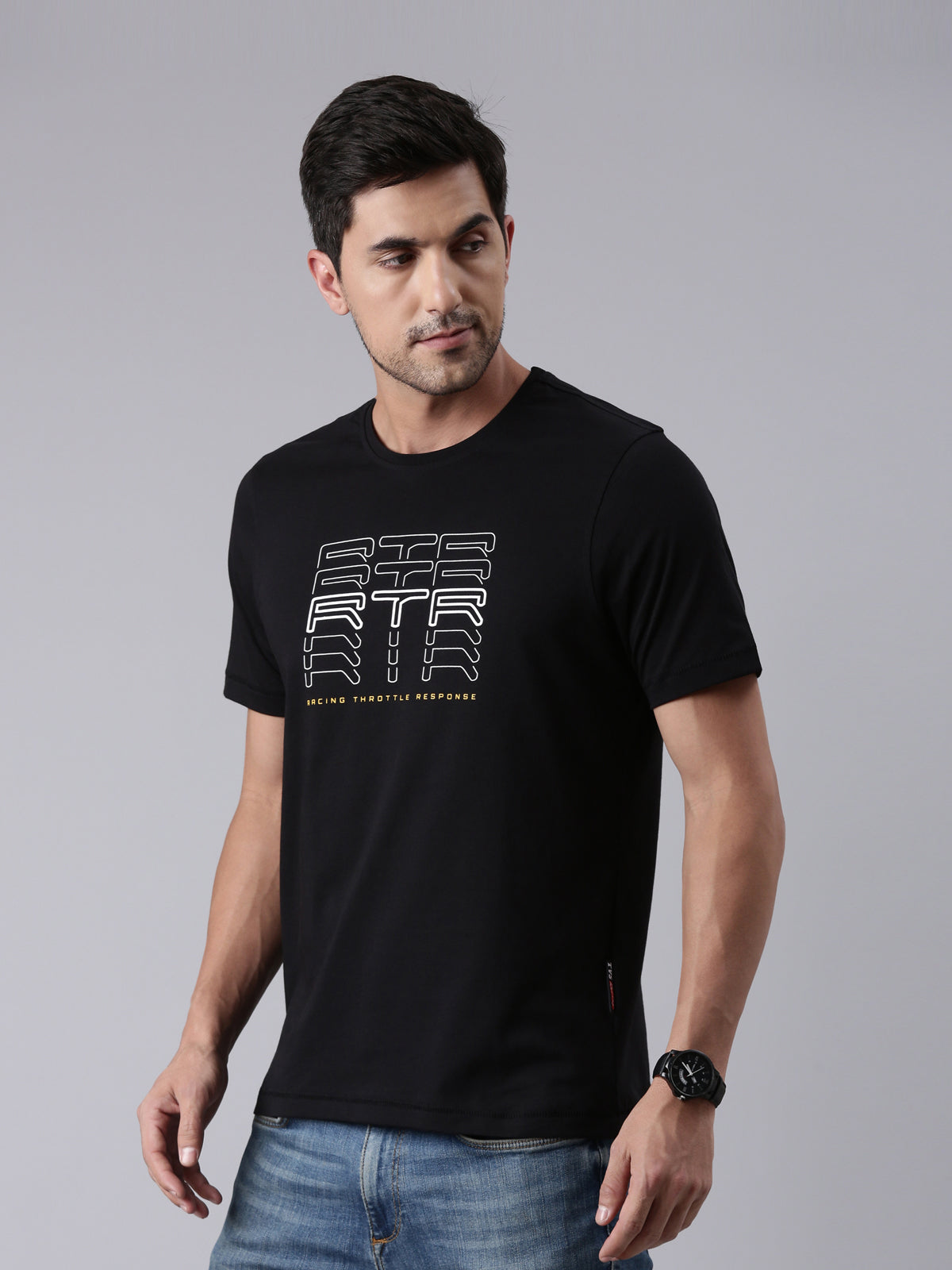  TVS Racing Arsenal Black RTR Crew neck T Shirt