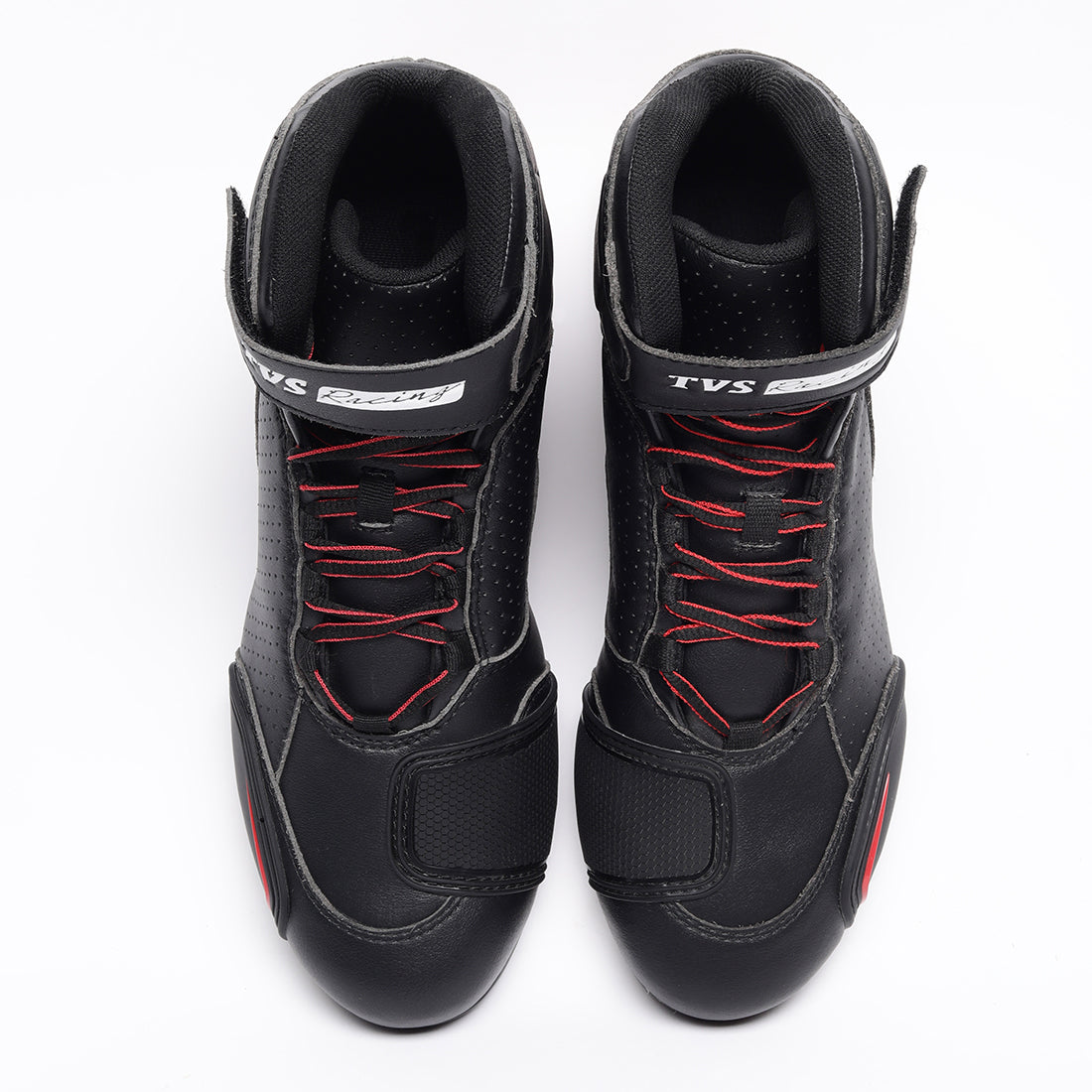  TVS Racing Ankle Length Riding Boots for Men:Anti-Microbial & Waterproof Riding Shoes with Reflective Panels, Ventilated Biker Boots with Ankle-Toe Protection-Premium Men's Riding Boots