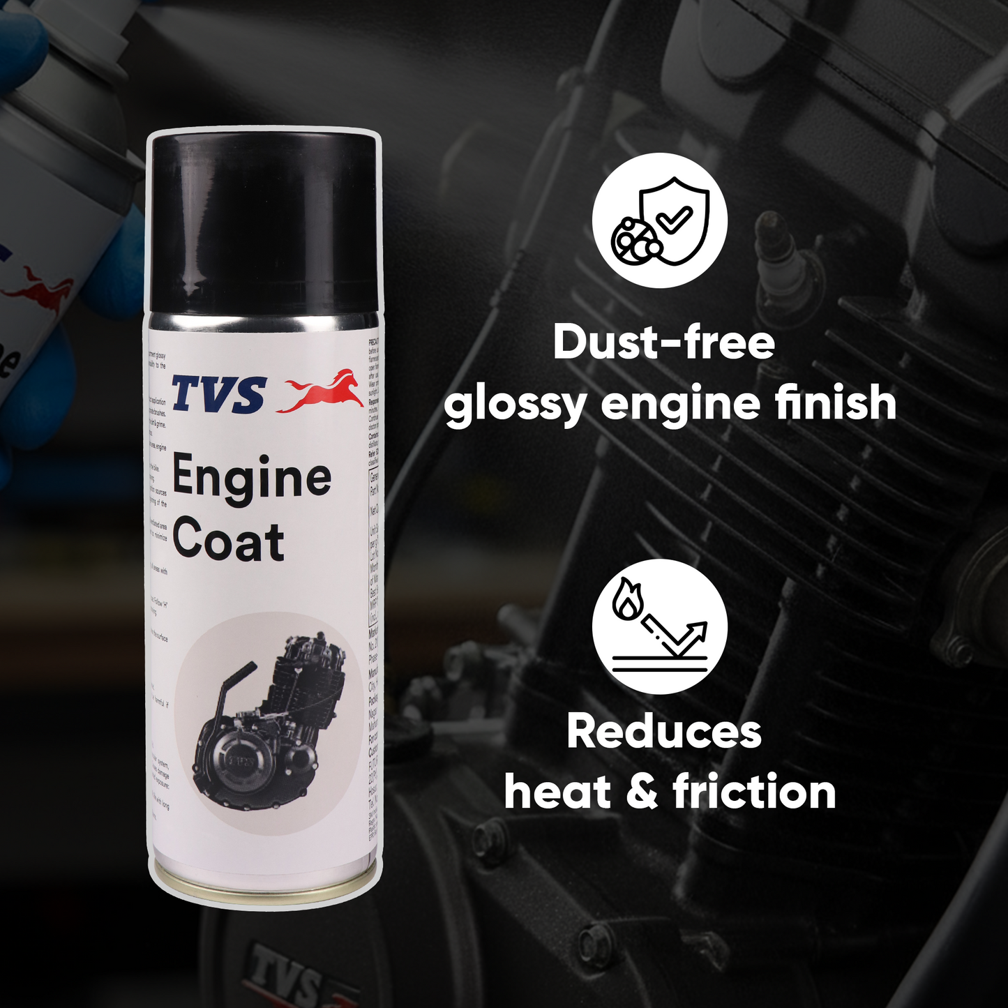 TVS Engine Coat for Bikes – Protects Against Dust & Friction | Enhances Glossy Finish | Easy Maintenance Formula
