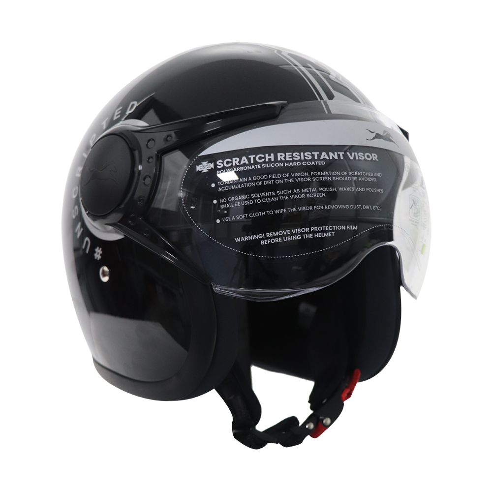  TVS RONIN Half Face Black Helmet - ISI Certified