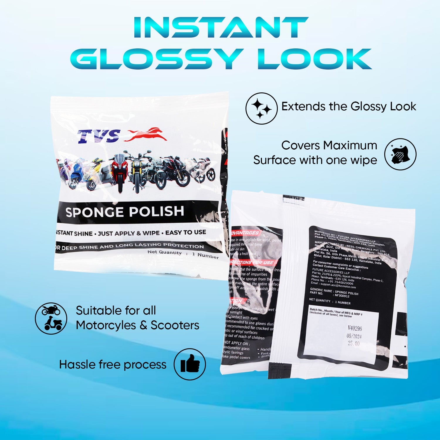  TVS Sponge Polish - 3 in 1 Polish for Vinyl, Paint & Rubber