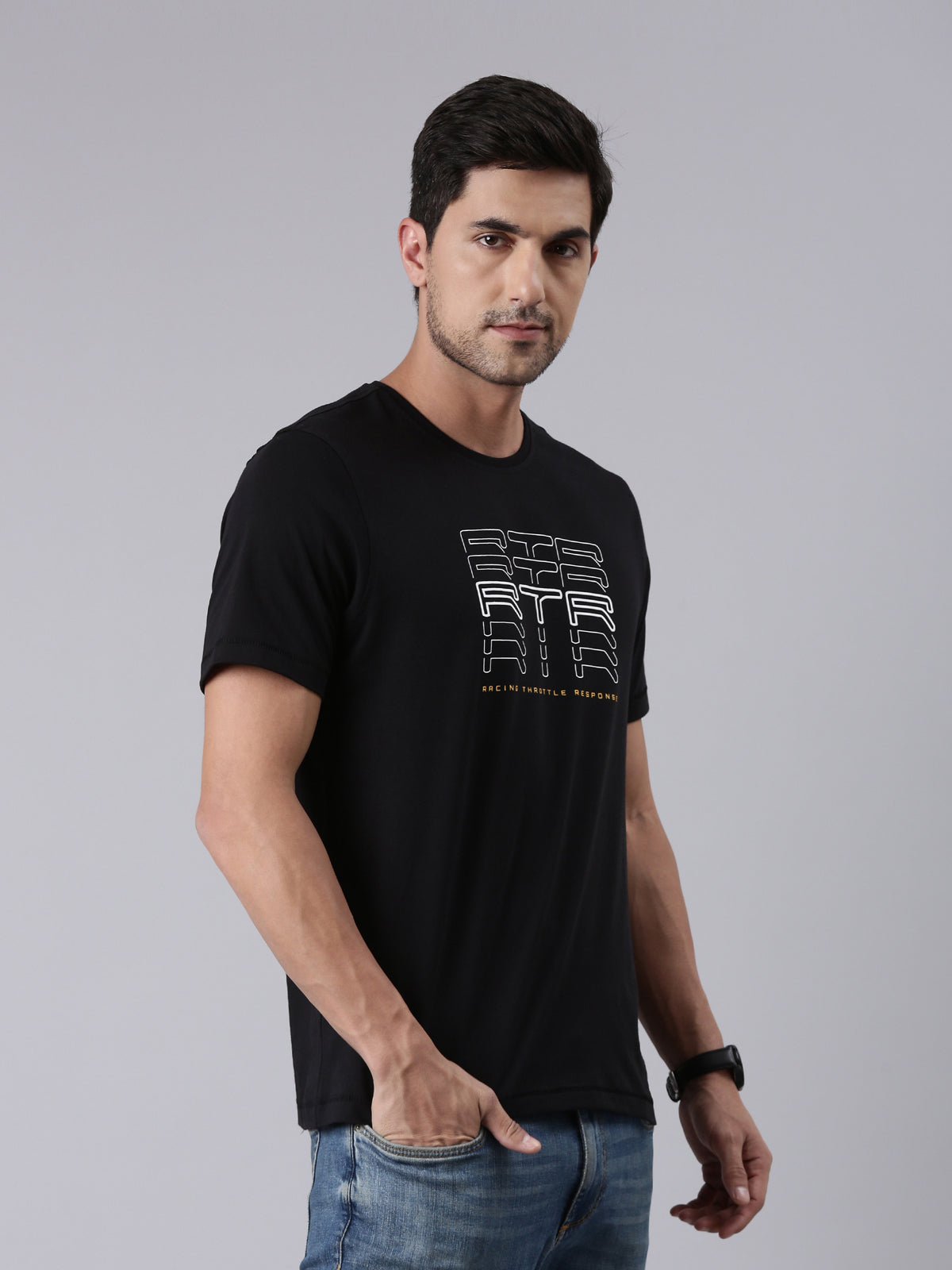  TVS Racing Arsenal Black RTR Crew neck T Shirt
