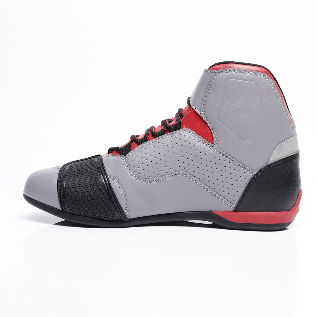  TVS Racing Ankle Length Riding Boots for Men:Anti-Microbial & Waterproof Riding Shoes with Reflective Panels, Ventilated Biker Boots with Ankle-Toe Protection-Premium Men's Riding Boots