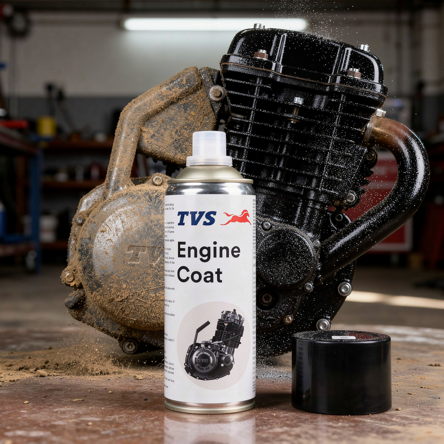 TVS Engine Coat for Bikes – Protects Against Dust & Friction | Enhances Glossy Finish | Easy Maintenance Formula