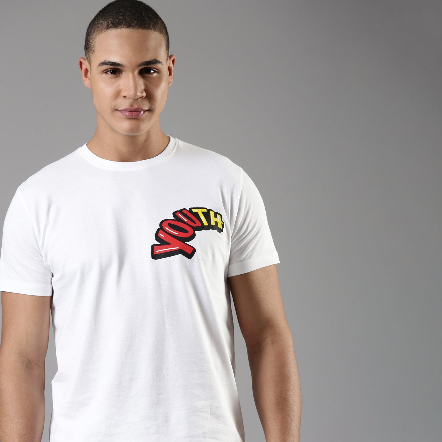  TVS Men's White Crew Neck T-Shirt - Youth