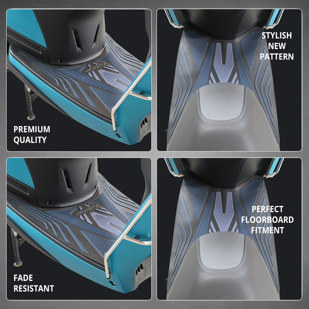 TVS Floor Mat for New Jupiter 110, Black and Blue