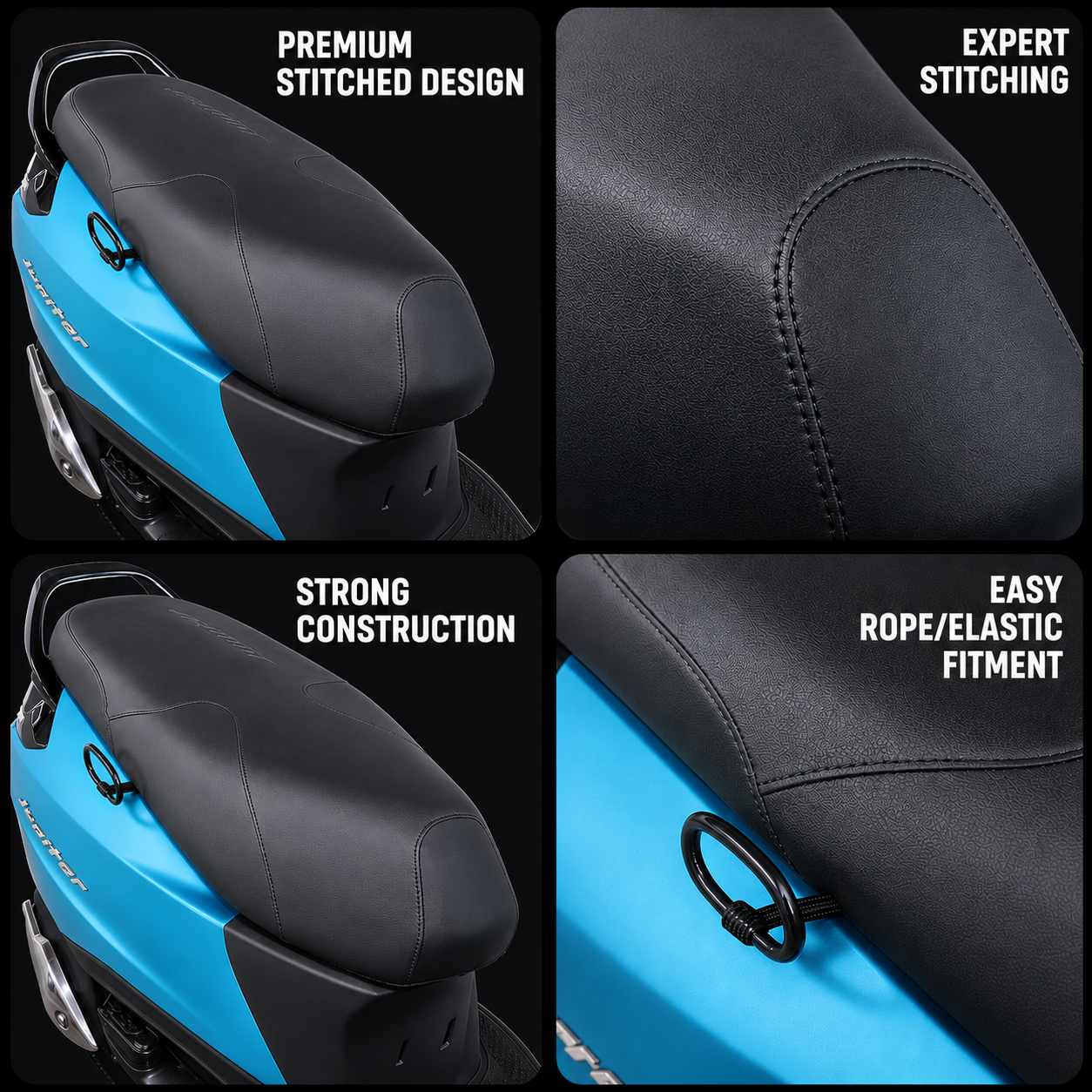 TVS Premium Black Seat Cover for New Jupiter 110