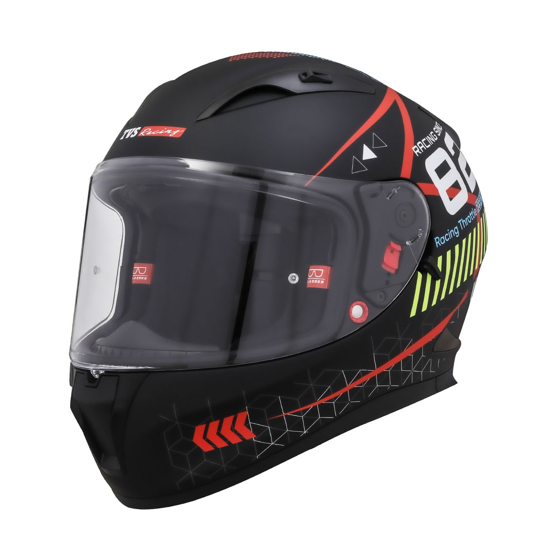 TVS Racing Dual Visor Helmet for Men – Anti-Fog Pin-Lock, Aerodynamic Design & DOT/ISI/ECE Certified – Premium Full Face Helmet For Men