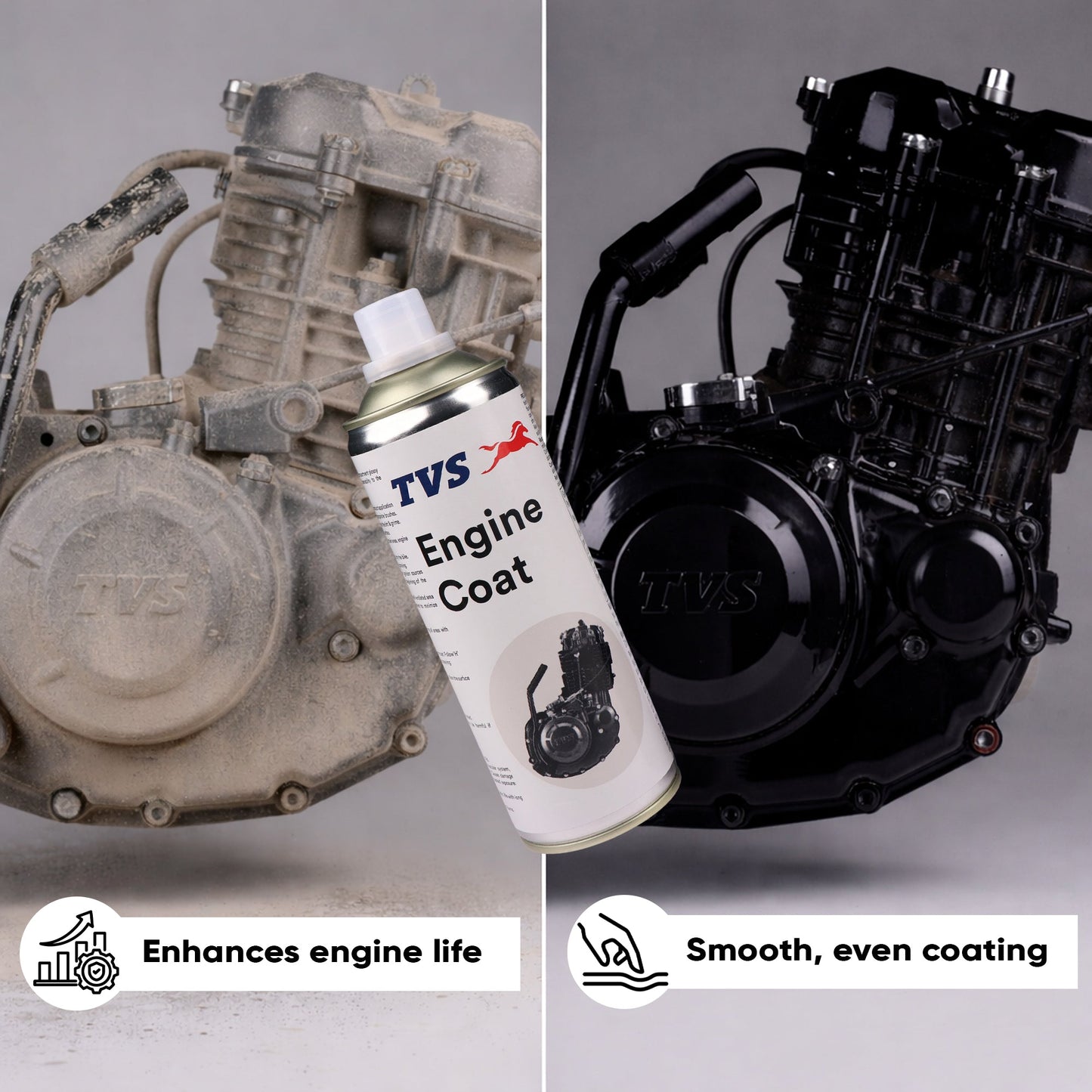 TVS Engine Coat for Bikes – Protects Against Dust & Friction | Enhances Glossy Finish | Easy Maintenance Formula