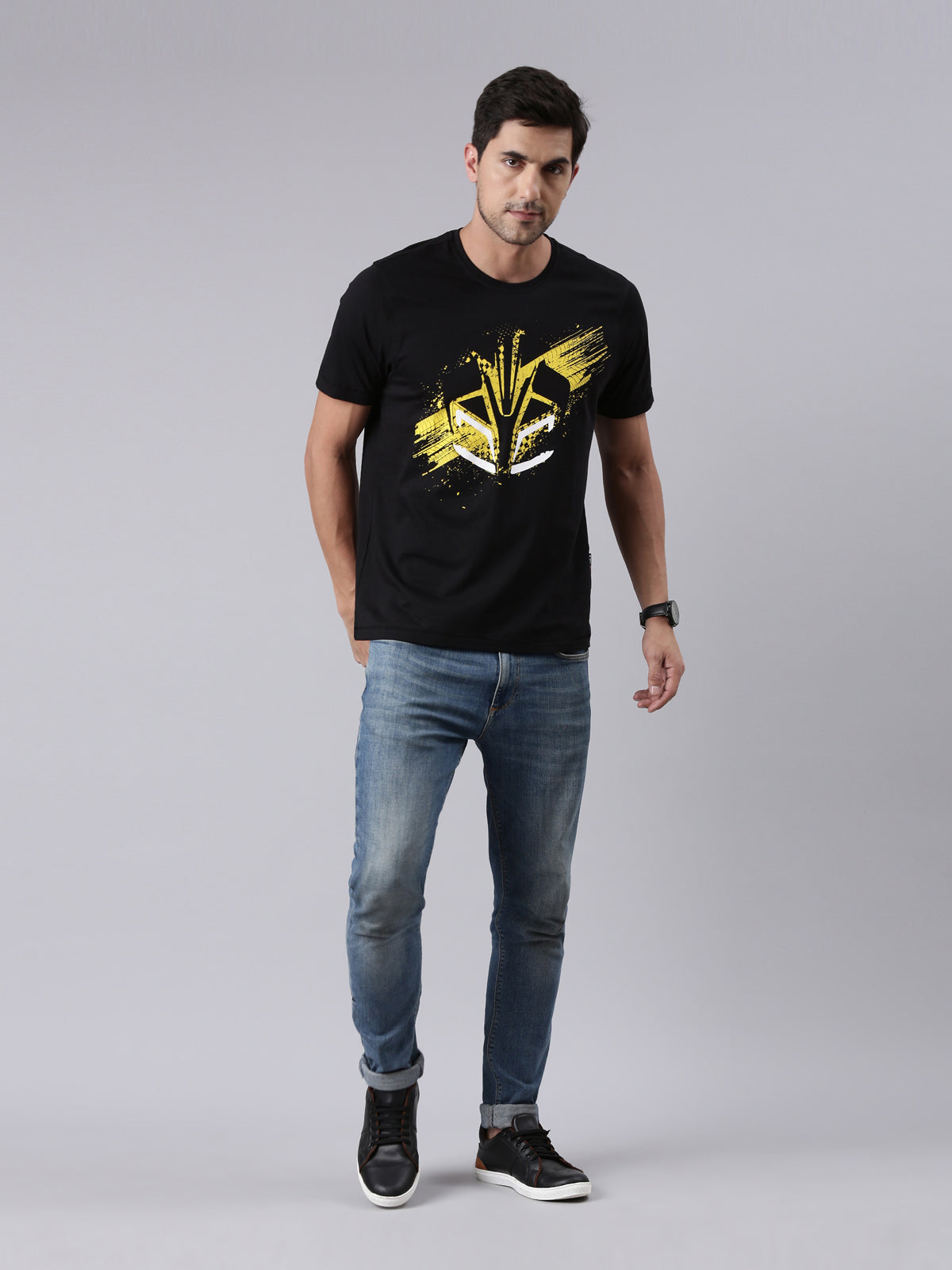  TVS Racing Arsenal Black Cyborg Crew neck T Shirt