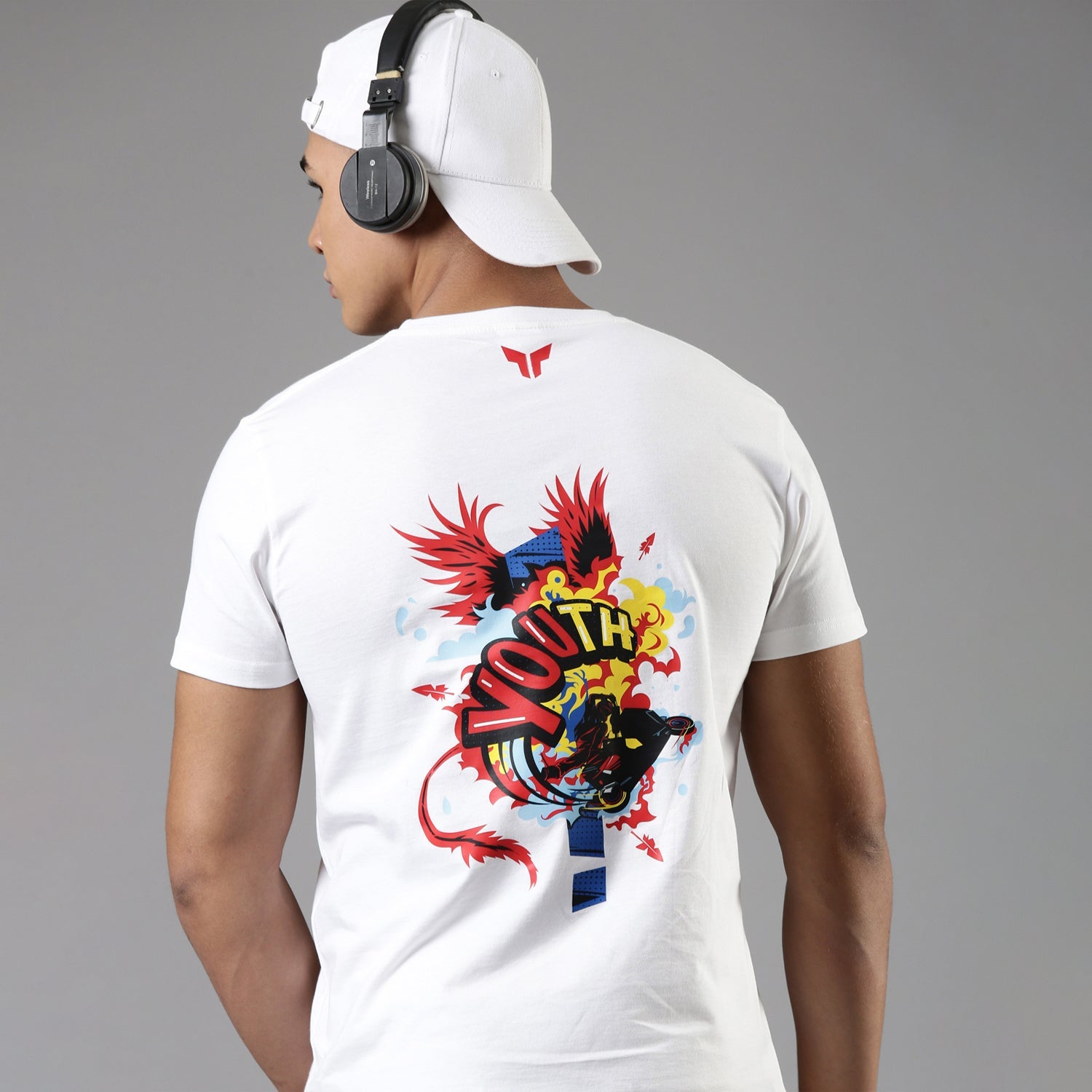  TVS Men's White Crew Neck T-Shirt - Youth