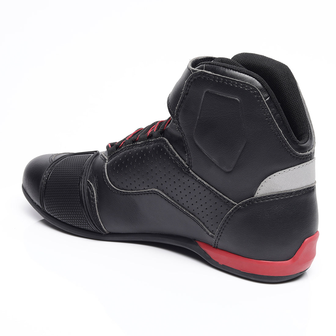  TVS Racing Ankle Length Riding Boots for Men:Anti-Microbial & Waterproof Riding Shoes with Reflective Panels, Ventilated Biker Boots with Ankle-Toe Protection-Premium Men's Riding Boots