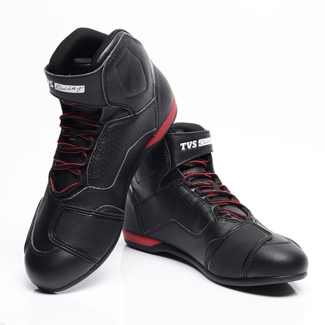  TVS Racing Ankle Length Riding Boots for Men:Anti-Microbial & Waterproof Riding Shoes with Reflective Panels, Ventilated Biker Boots with Ankle-Toe Protection-Premium Men's Riding Boots