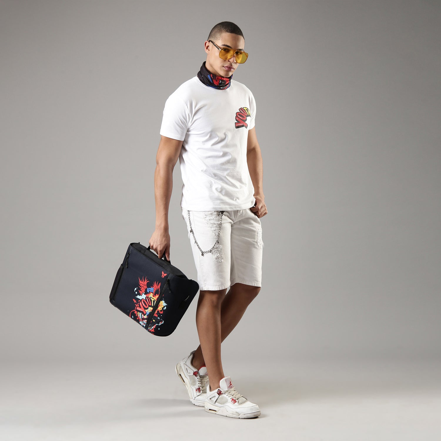  TVS Men's White Crew Neck T-Shirt - Youth