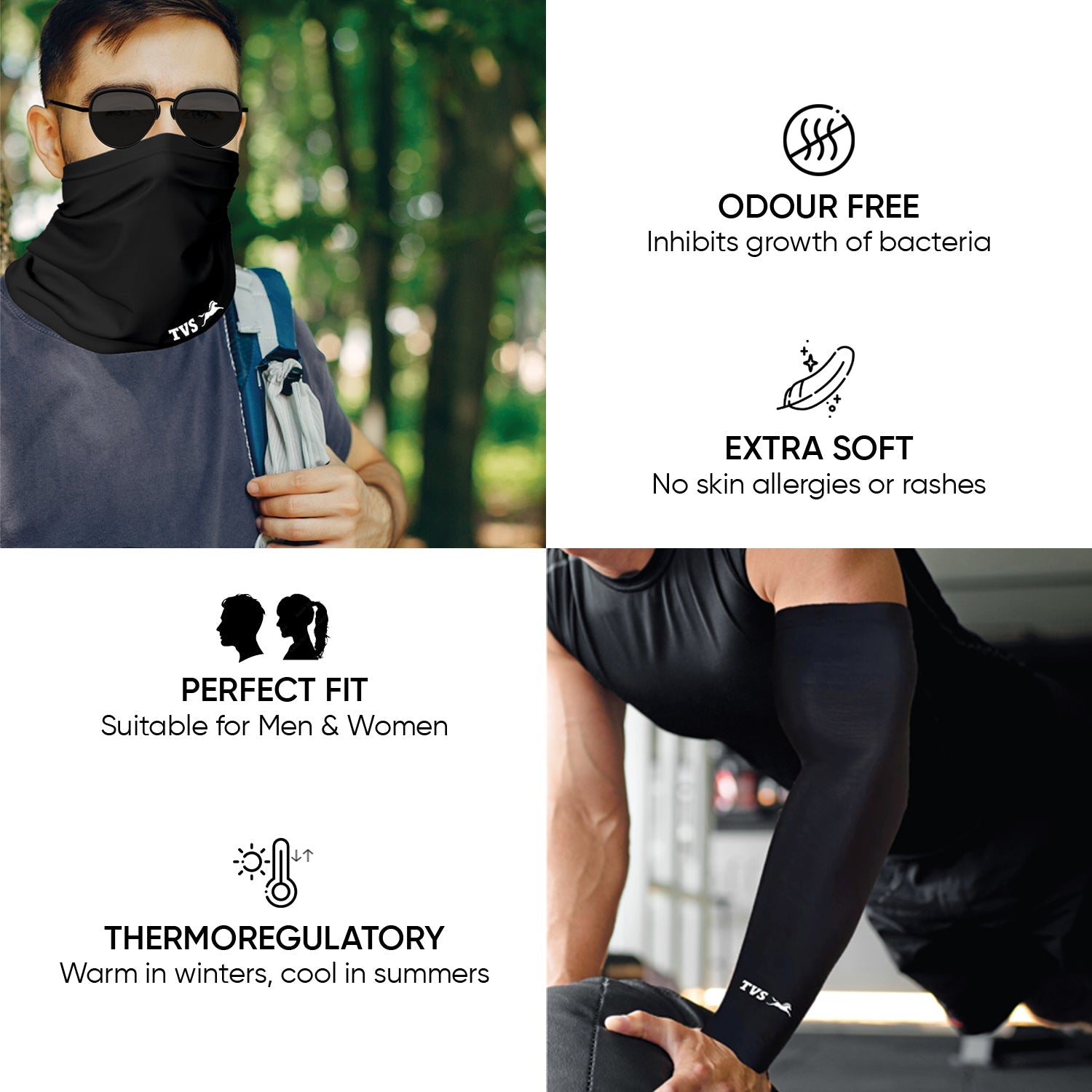  TVS Arm Sleeve & Neck Gaiter Set - Suitable for Men & Women