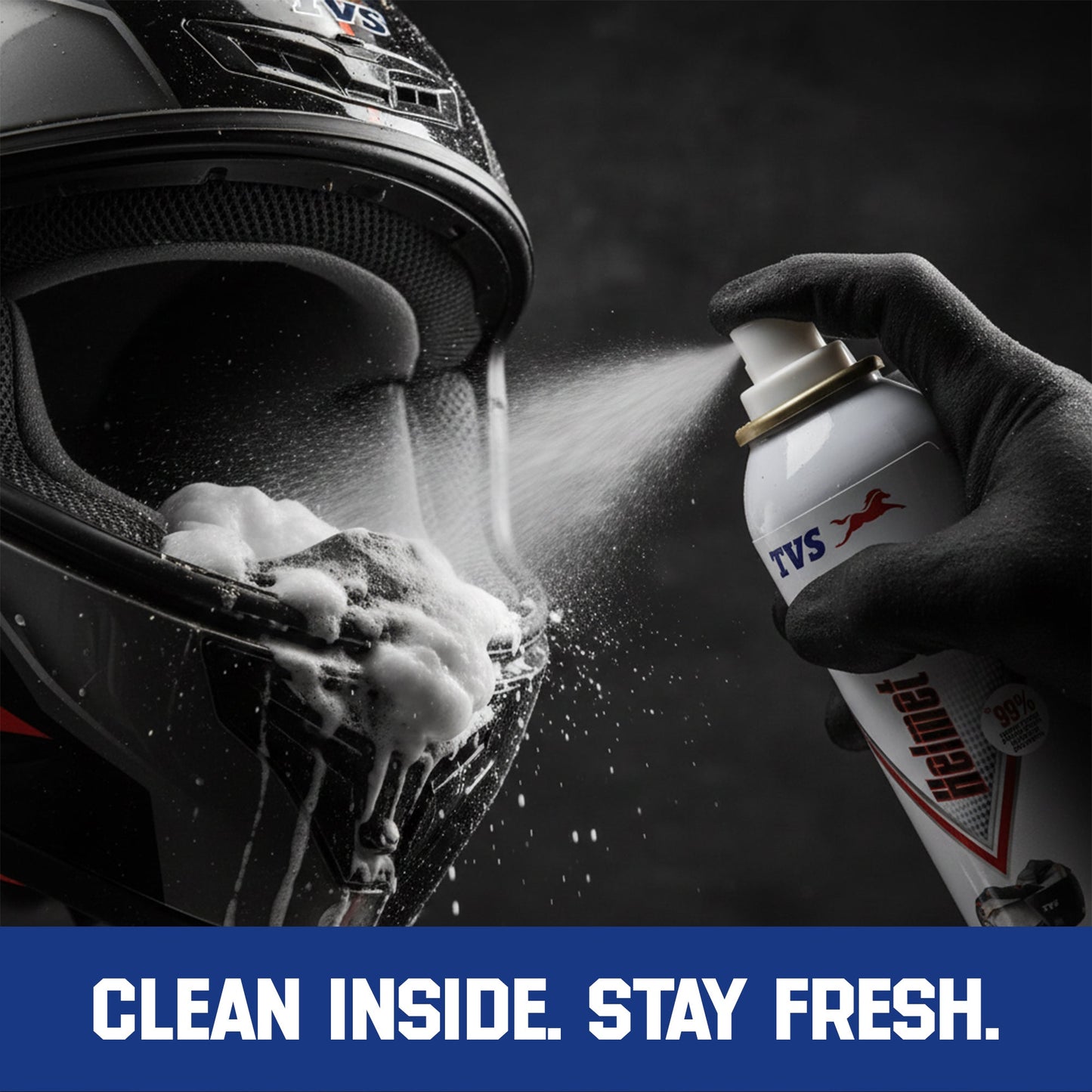 TVS Helmet Interior Cleaner 125 ml – Advanced Silver Protection for Odor-Free Freshness