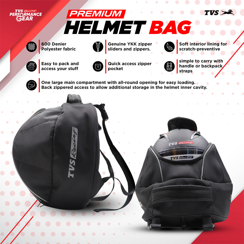 TVS Racing Premium Helmet Bag | Durable and Protective for Helmets