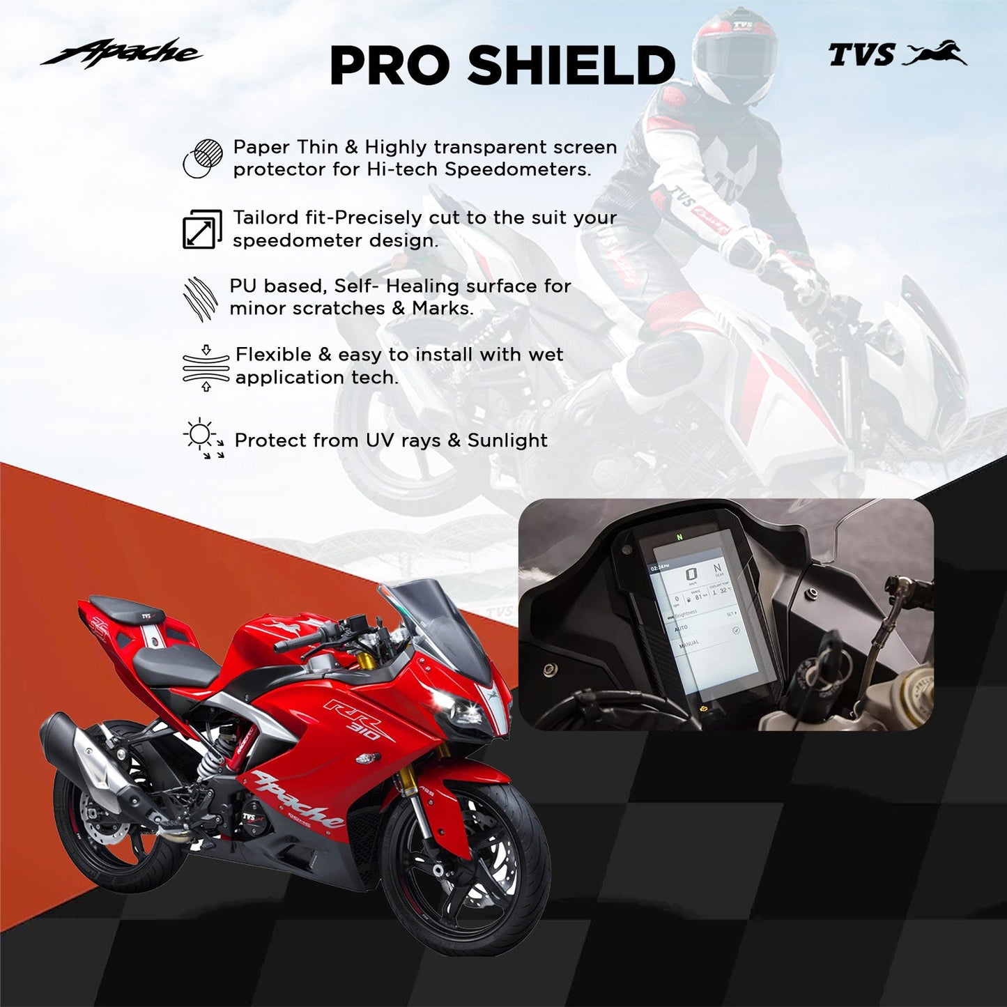 TVS Apache RR 310 Pro Shield Display Screen Protector