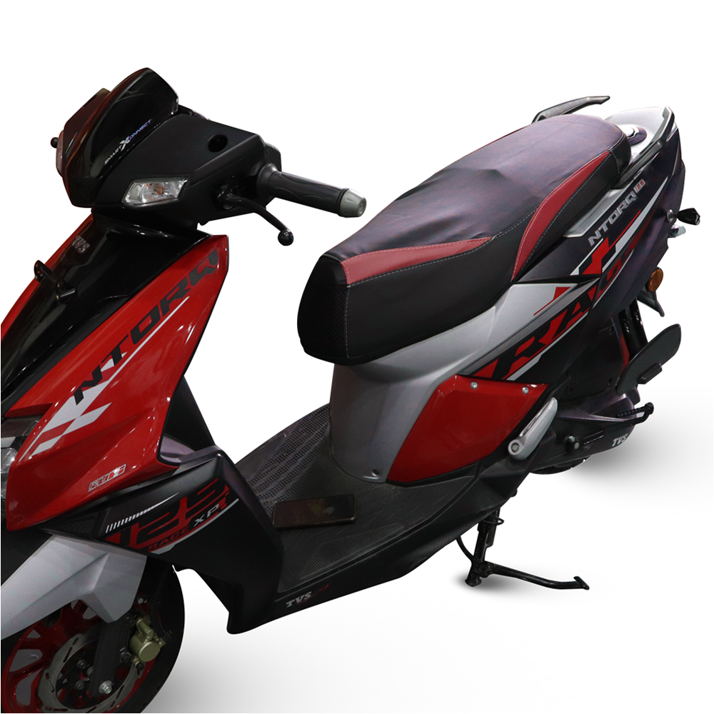  TVS NTORQ Seat Cover Black with Red - Stylish Seat Protection
