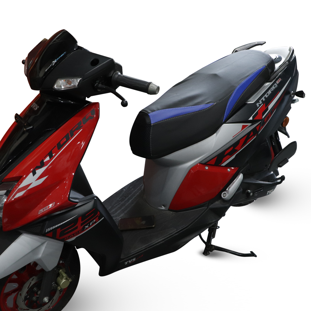  TVS NTORQ Seat Cover Black with Blue -Durable Seat Protection