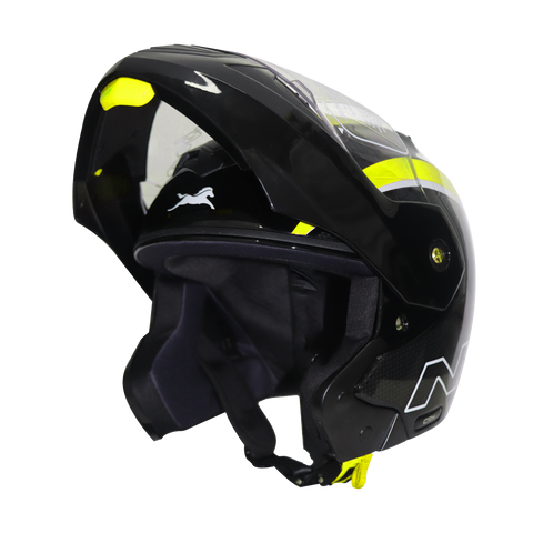TVS Ntorq Flip-up Helmet, Color: Neon & Black - ISI Certified