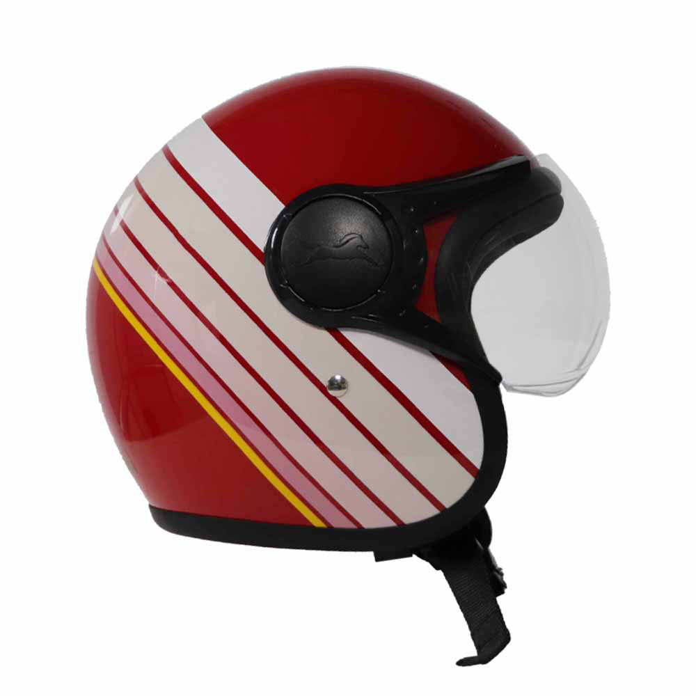  TVS Ronin Half Face Red Helmet - ISI & DOT Certified