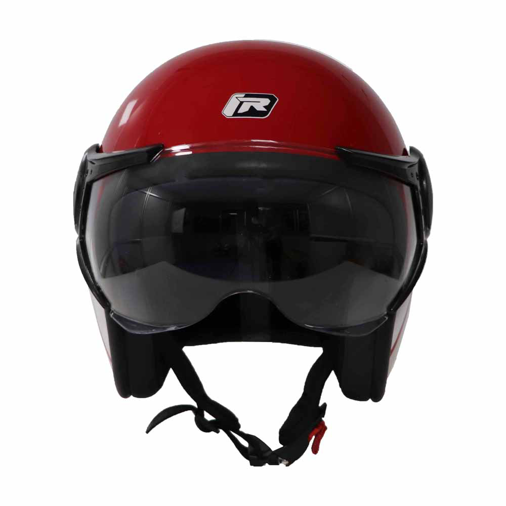  TVS Ronin Half Face Red Helmet - ISI & DOT Certified