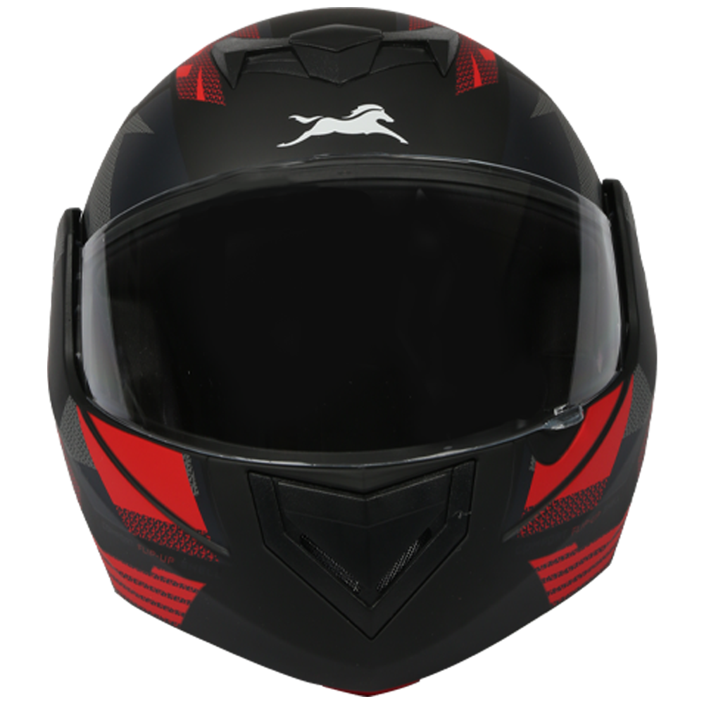  TVS Flip-Up Full Face Helmet (Red and Black)