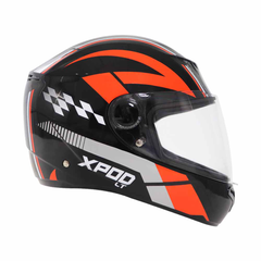 TVS XPOD LT Helmet Black/Orange - Durable Full Face Protection