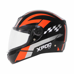 TVS XPOD LT Helmet Black/Orange - Durable Full Face Protection