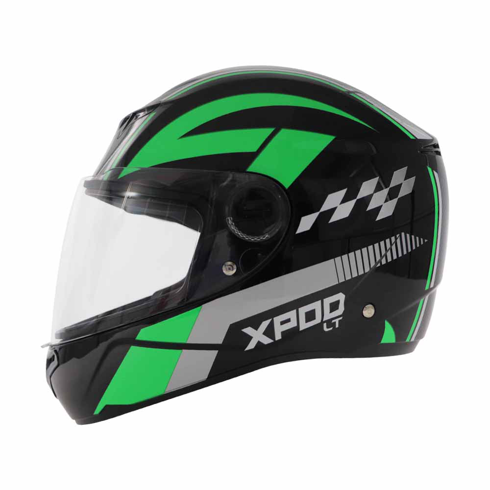 TVS XPOD LT Helmet Black/Green - High-Performance Protection