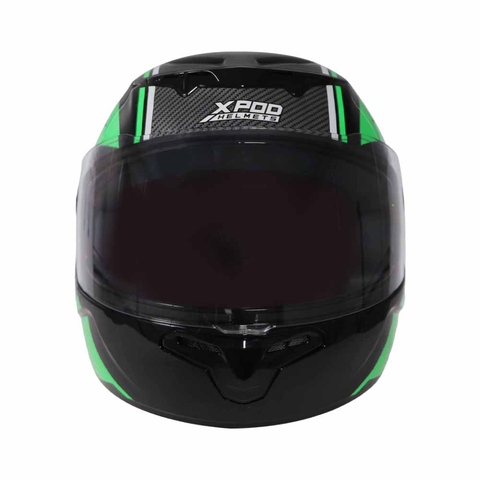 TVS XPOD LT Helmet Black/Green - High-Performance Protection