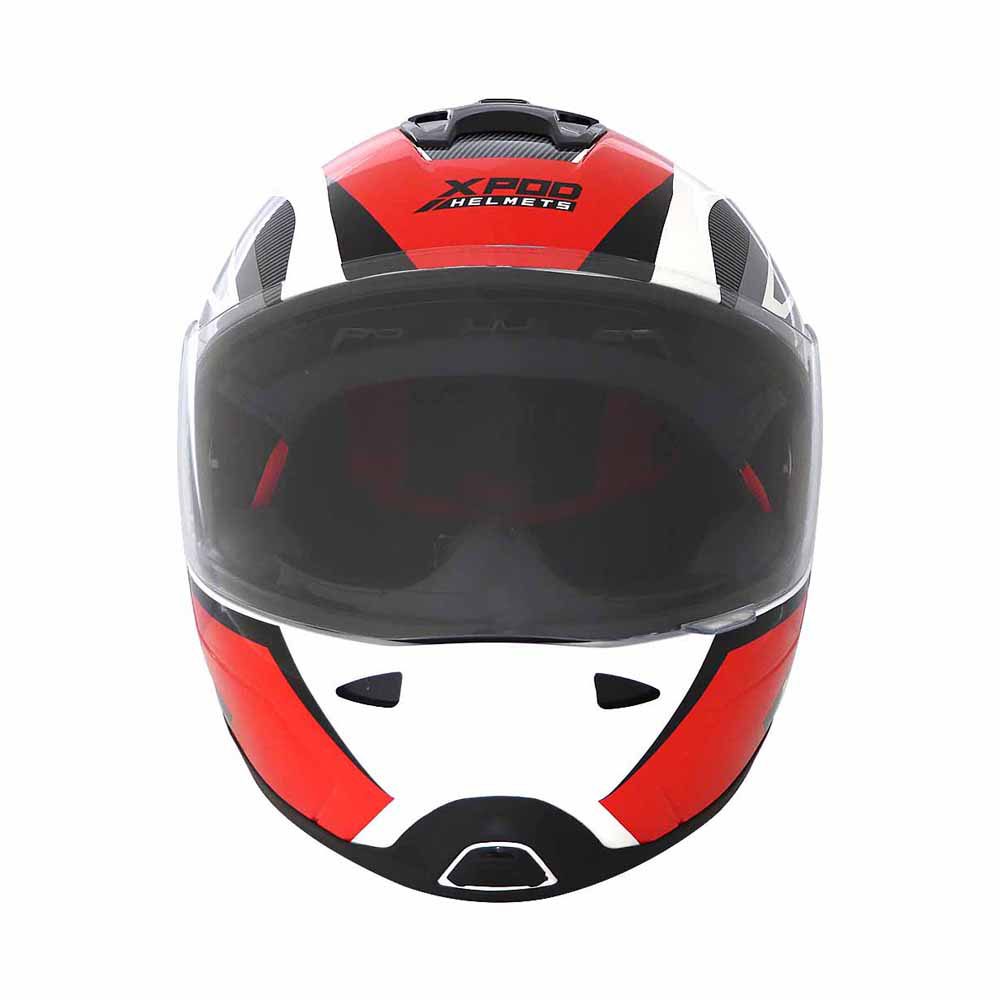  TVS XPOD Primus Helmet Single Visor White/Red - Bold Design