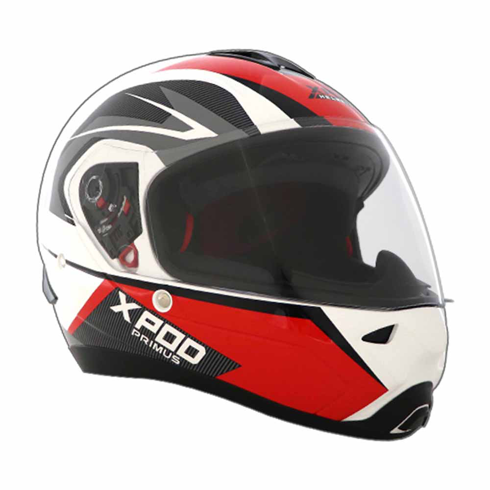  TVS XPOD Primus Helmet Single Visor White/Red - Bold Design
