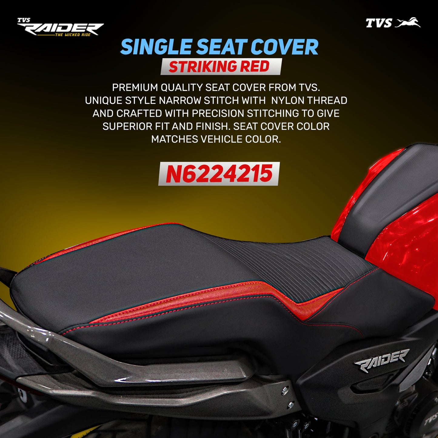 TVS Single Seat Cover for Raider | Stylish and Protective